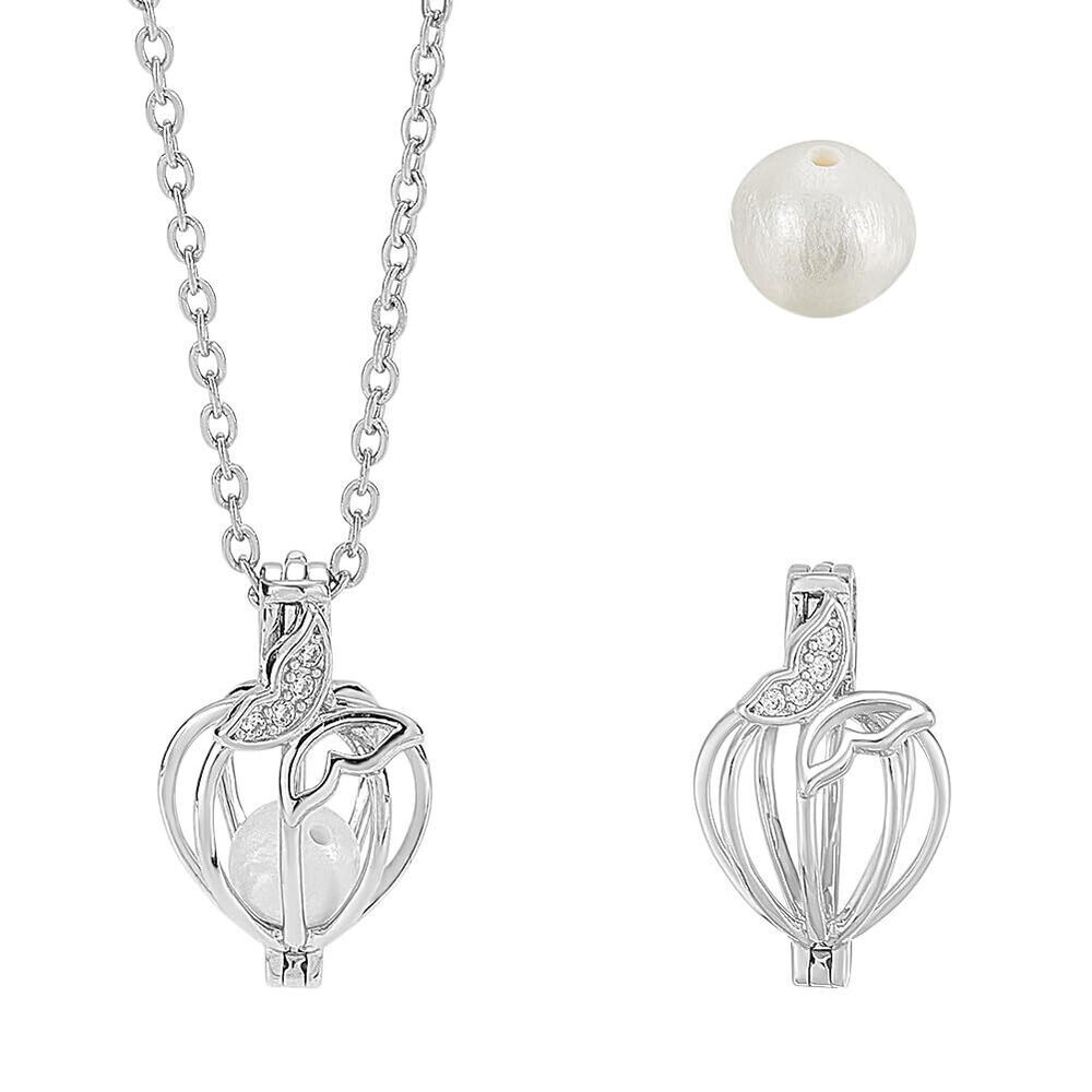 3024 925 Sterling Silver Beads Cage Locket Pendant with 33Pcs Natural